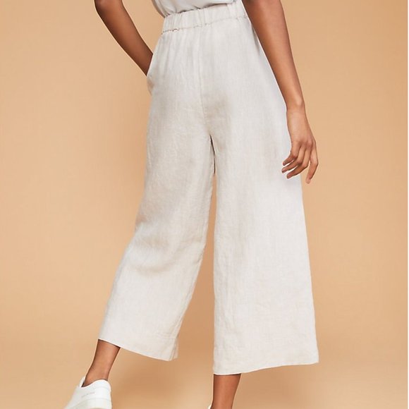 Loft Lou Grey Wide Leg Linen Pants 